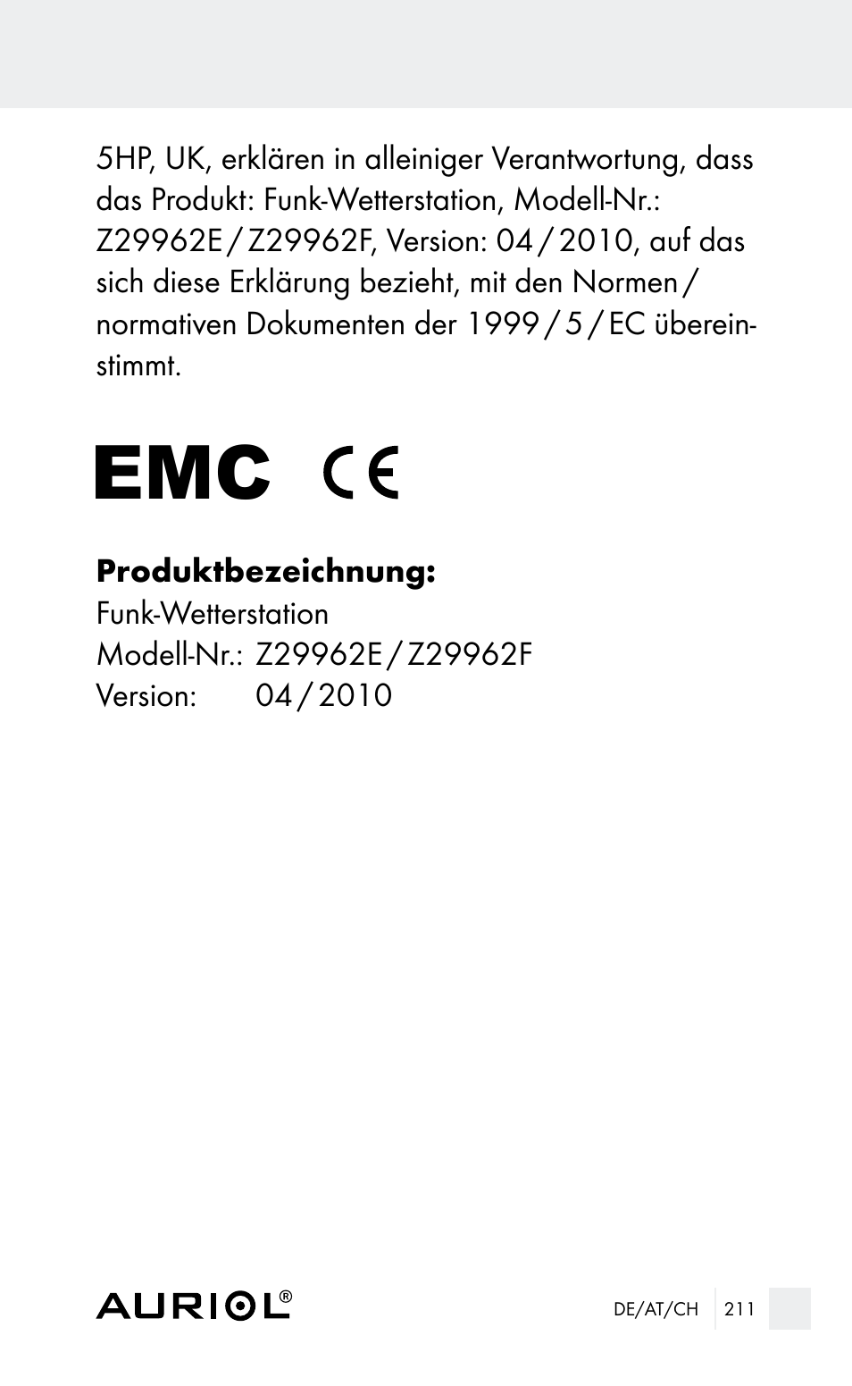 Auriol Z29962E_F User Manual | Page 211 / 212