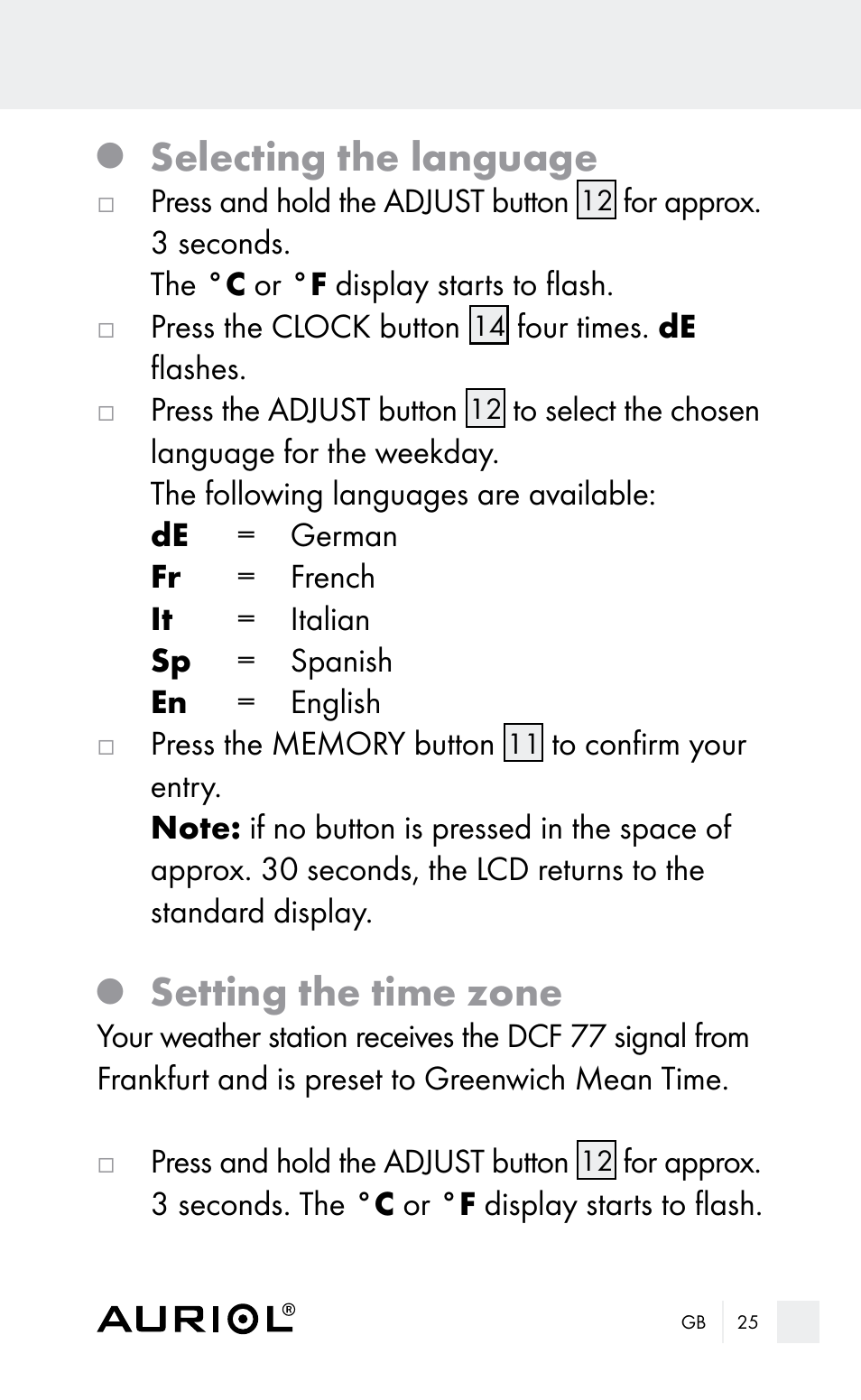 Selecting the language, Setting the time zone | Auriol Z29962E_F User Manual | Page 25 / 212