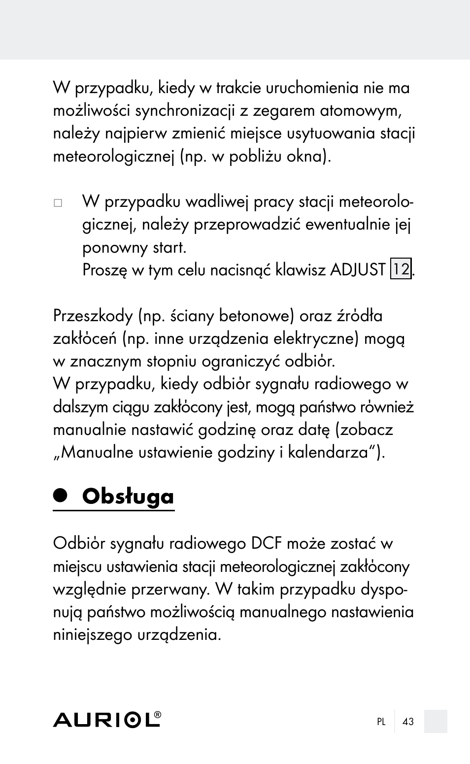 Obsługa | Auriol Z29962E_F User Manual | Page 43 / 212