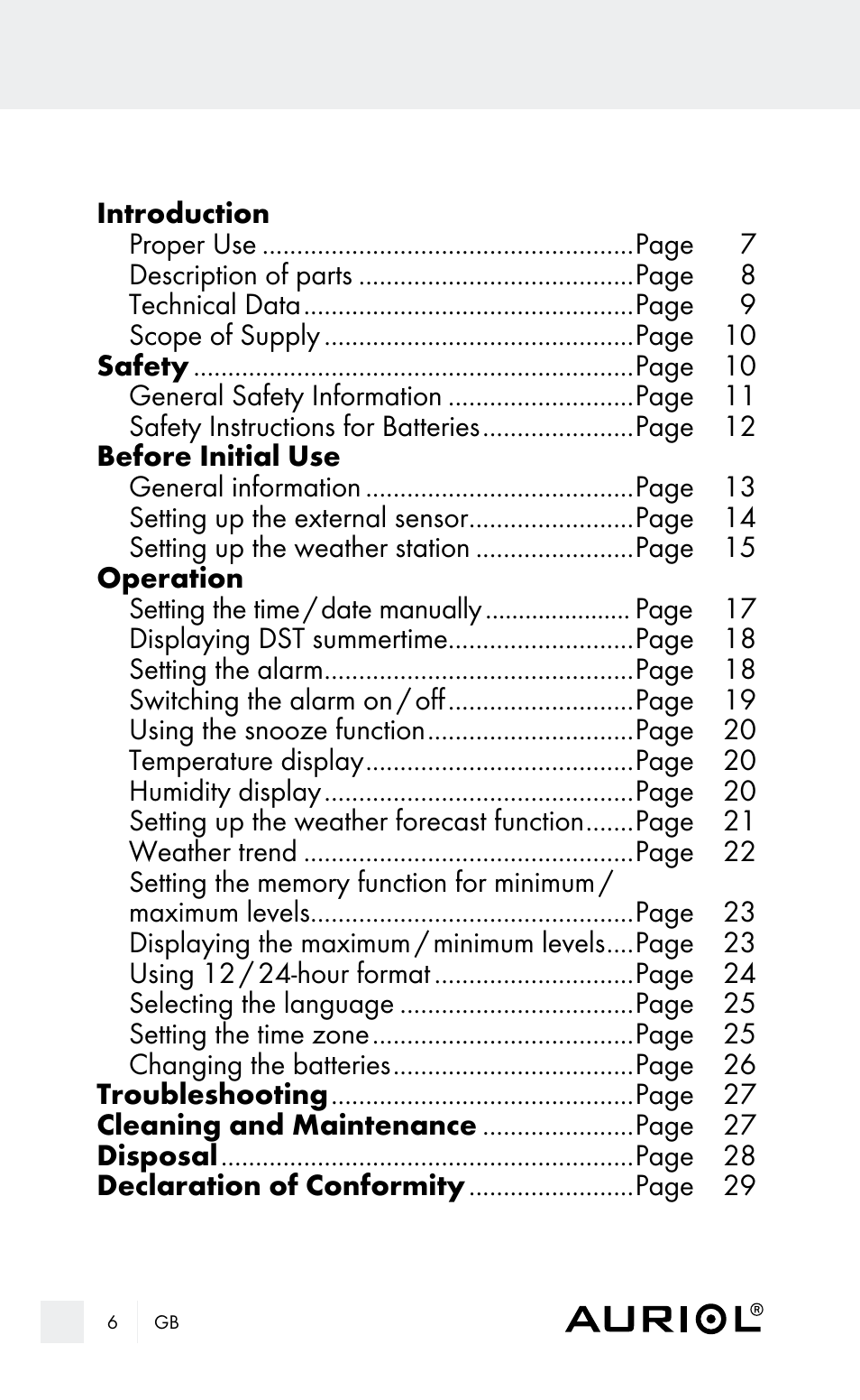 Auriol Z29962E_F User Manual | Page 6 / 212