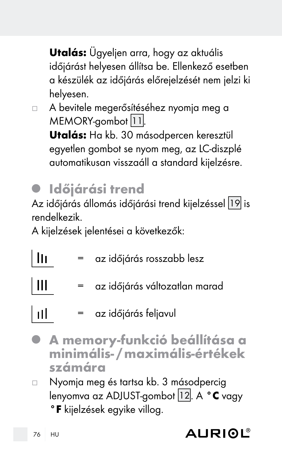 Időjárási trend | Auriol Z29962E_F User Manual | Page 76 / 212