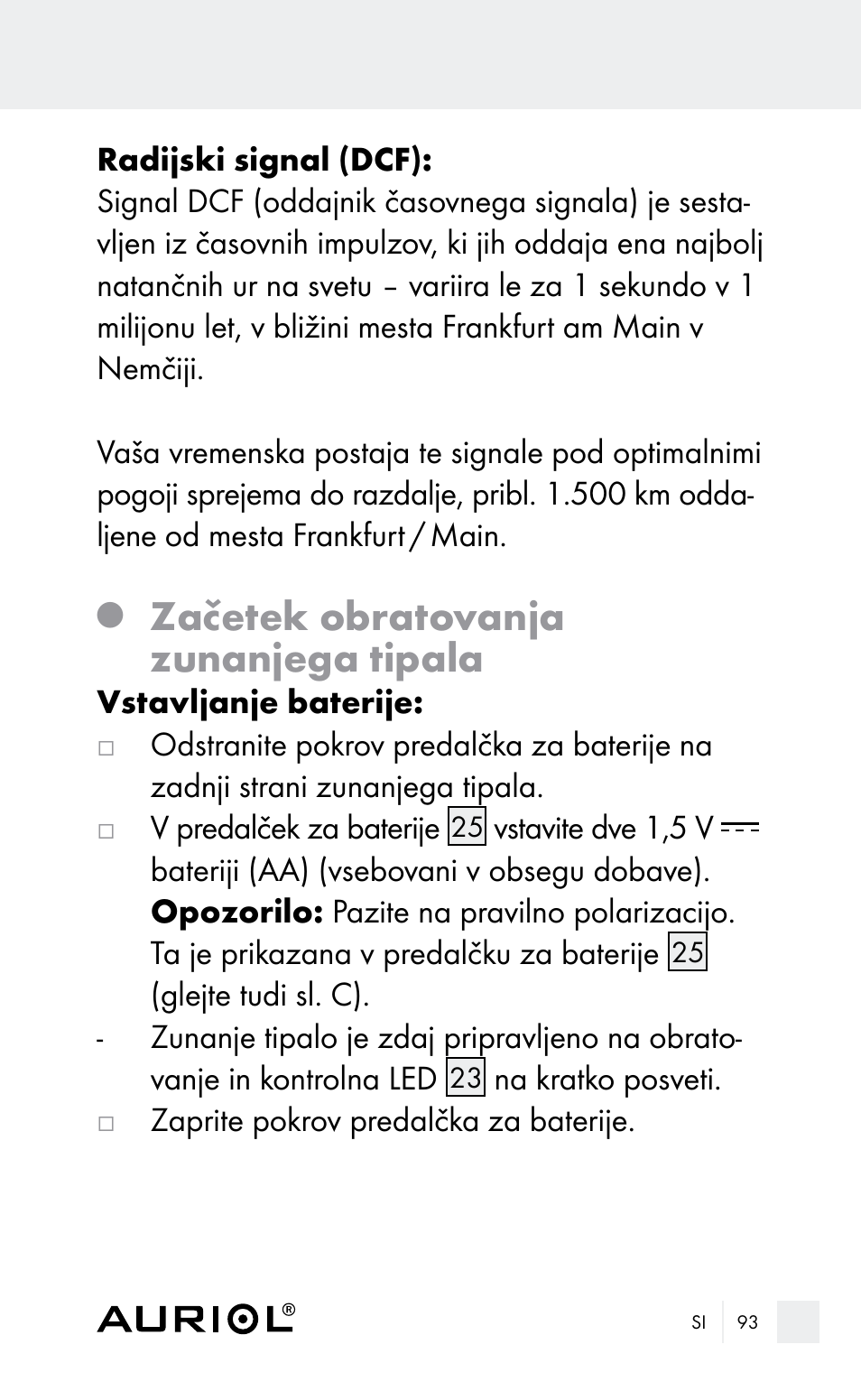 Začetek obratovanja zunanjega tipala | Auriol Z29962E_F User Manual | Page 93 / 212