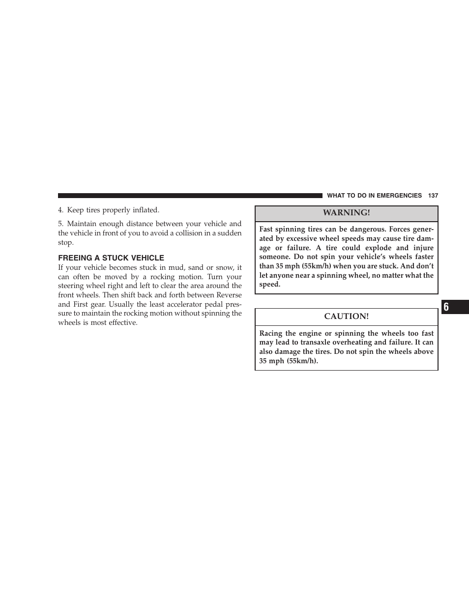 Freeing a stuck vehicle | Dodge 2005 PL Neon SRT4 User Manual | Page 137 / 216