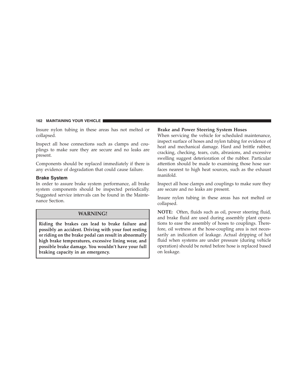 Brake system | Dodge 2005 PL Neon SRT4 User Manual | Page 162 / 216