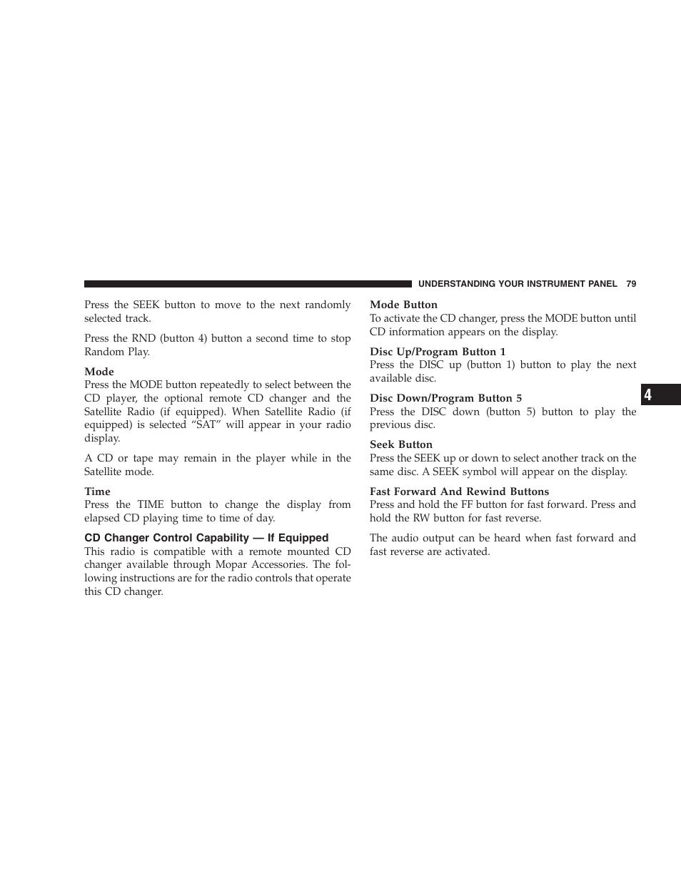 Cd changer control capability, If equipped | Dodge 2005 PL Neon SRT4 User Manual | Page 79 / 216