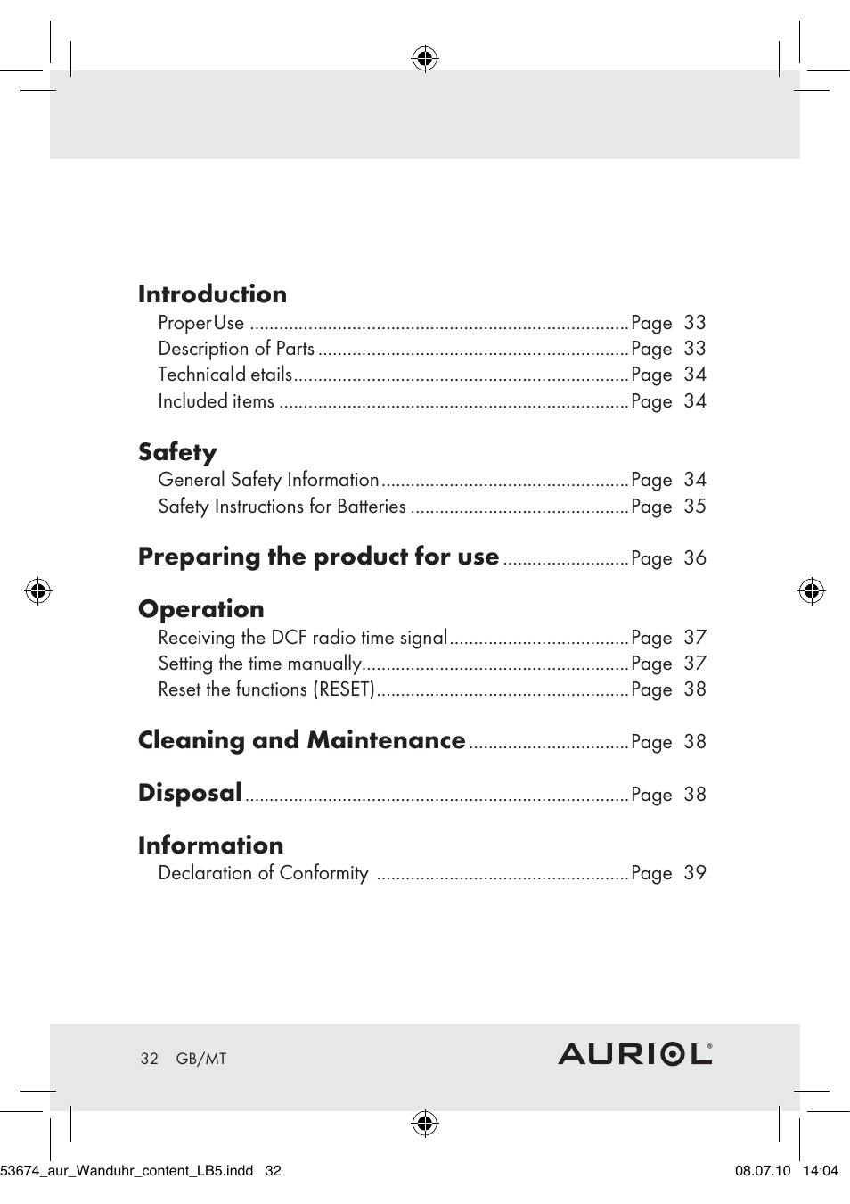 Introduction, Safety, Preparing the product for use | Operation, Cleaning and maintenance, Disposal, Information | Auriol Z30300A_B User Manual | Page 30 / 47