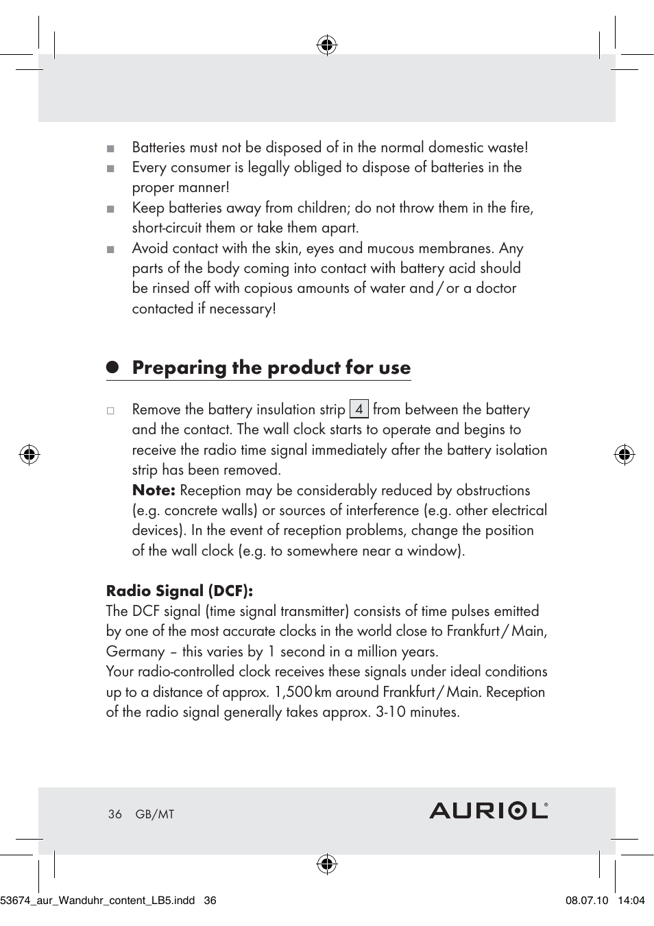 Preparing the product for use | Auriol Z30300A_B User Manual | Page 34 / 47