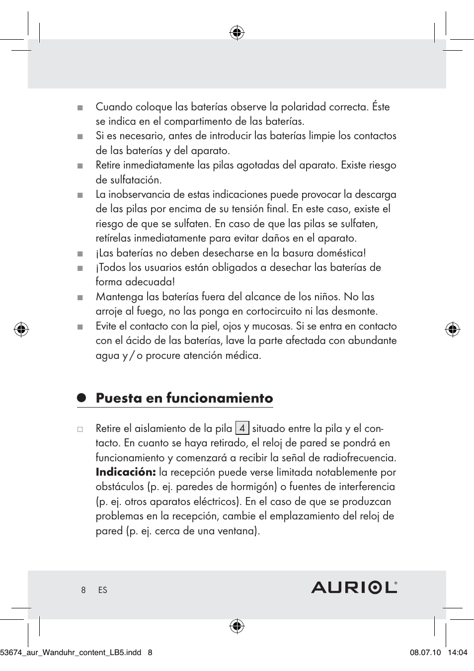 Puesta en funcionamiento | Auriol Z30300A_B User Manual | Page 6 / 47