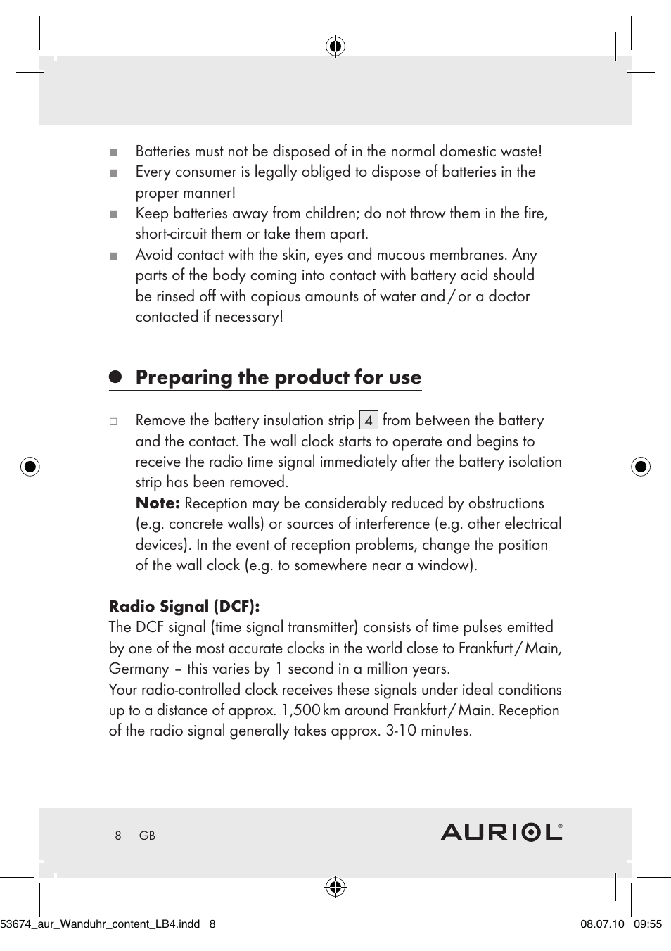 Preparing the product for use | Auriol Z30300A_B User Manual | Page 6 / 65