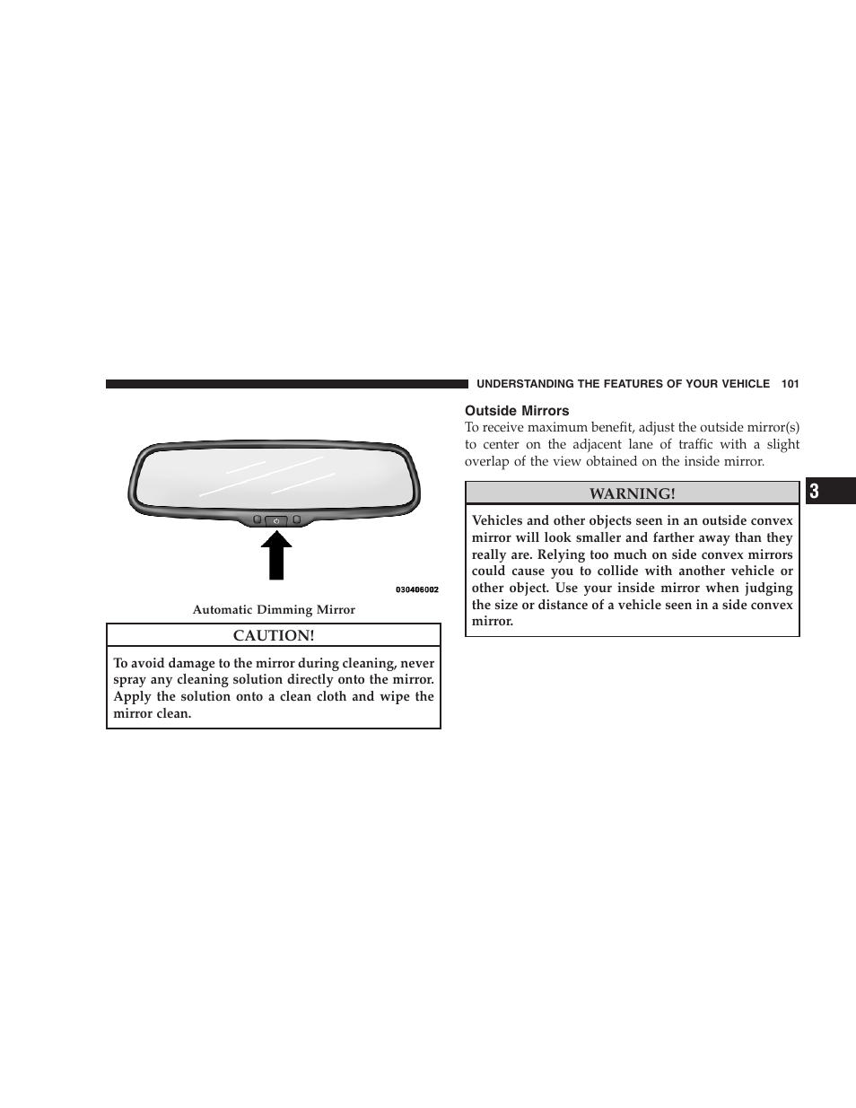Outside mirrors | Dodge 2009 Caravan User Manual | Page 103 / 535