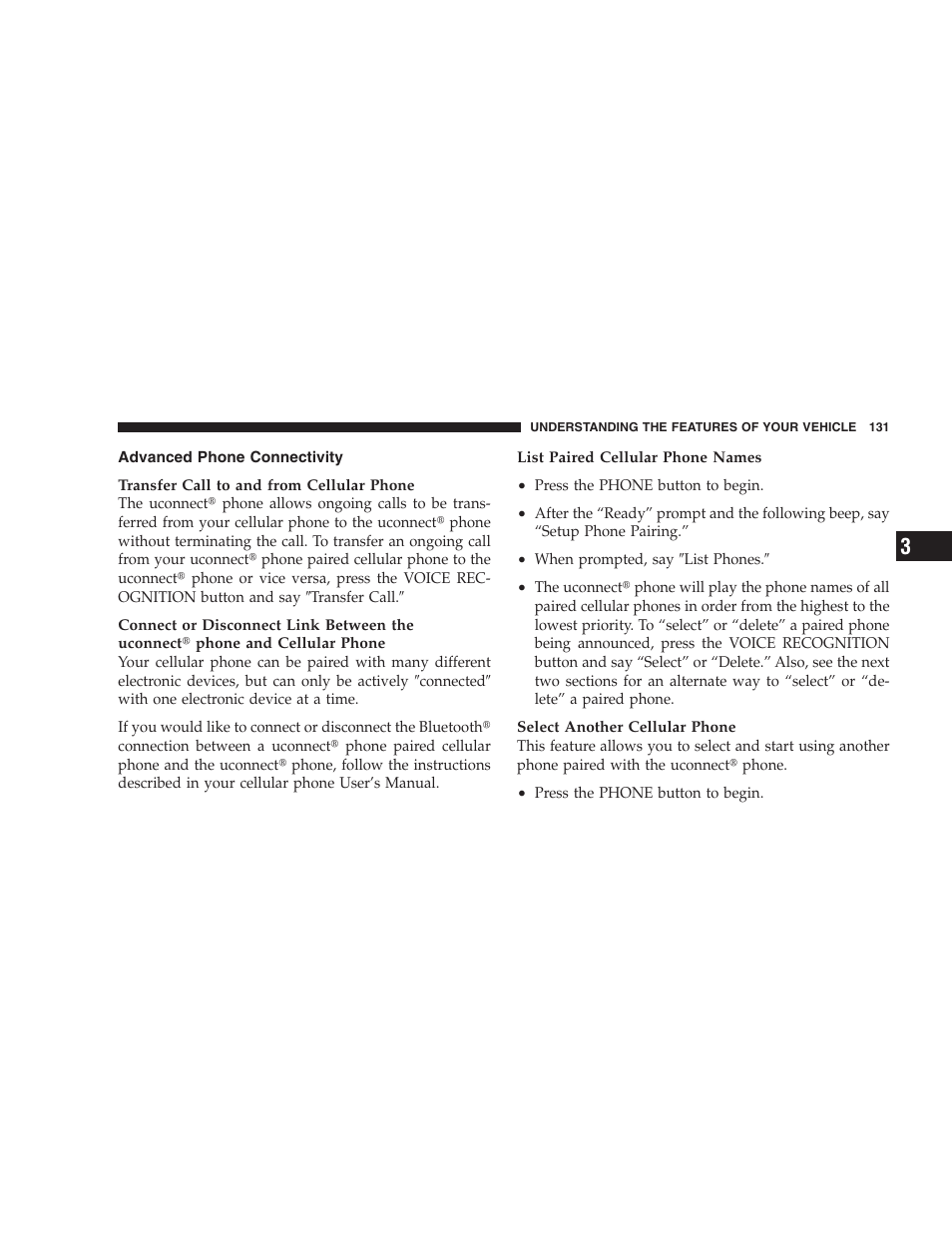 Advanced phone connectivity | Dodge 2009 Caravan User Manual | Page 133 / 535