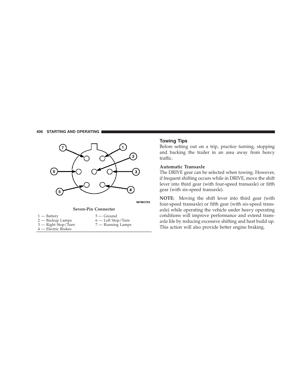 Towing tips | Dodge 2009 Caravan User Manual | Page 408 / 535