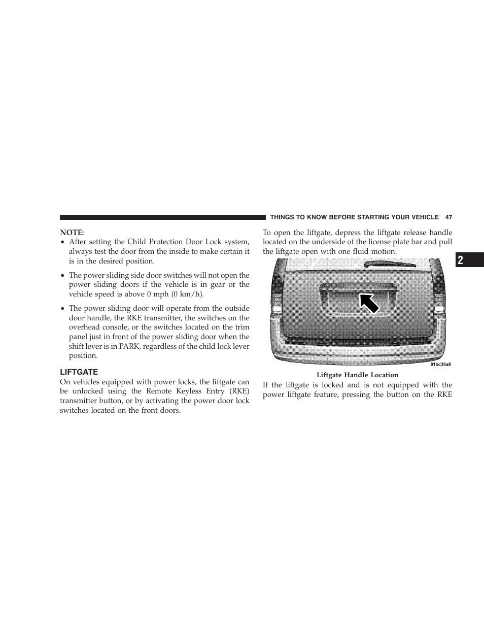 Liftgate | Dodge 2009 Caravan User Manual | Page 49 / 535