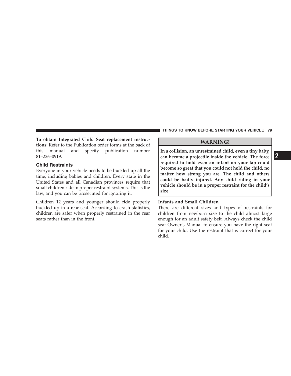 Child restraints | Dodge 2009 Caravan User Manual | Page 81 / 535