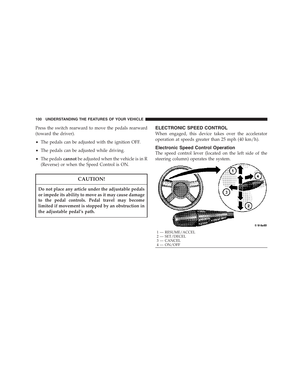 Electronic speed control, Electronic speed control operation | Dodge 2007 Charger SRT8 User Manual | Page 100 / 352
