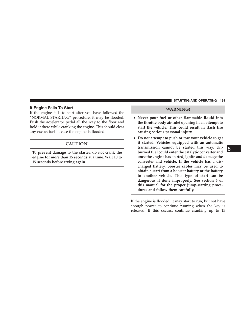 If engine fails to start | Dodge 2007 Charger SRT8 User Manual | Page 191 / 352