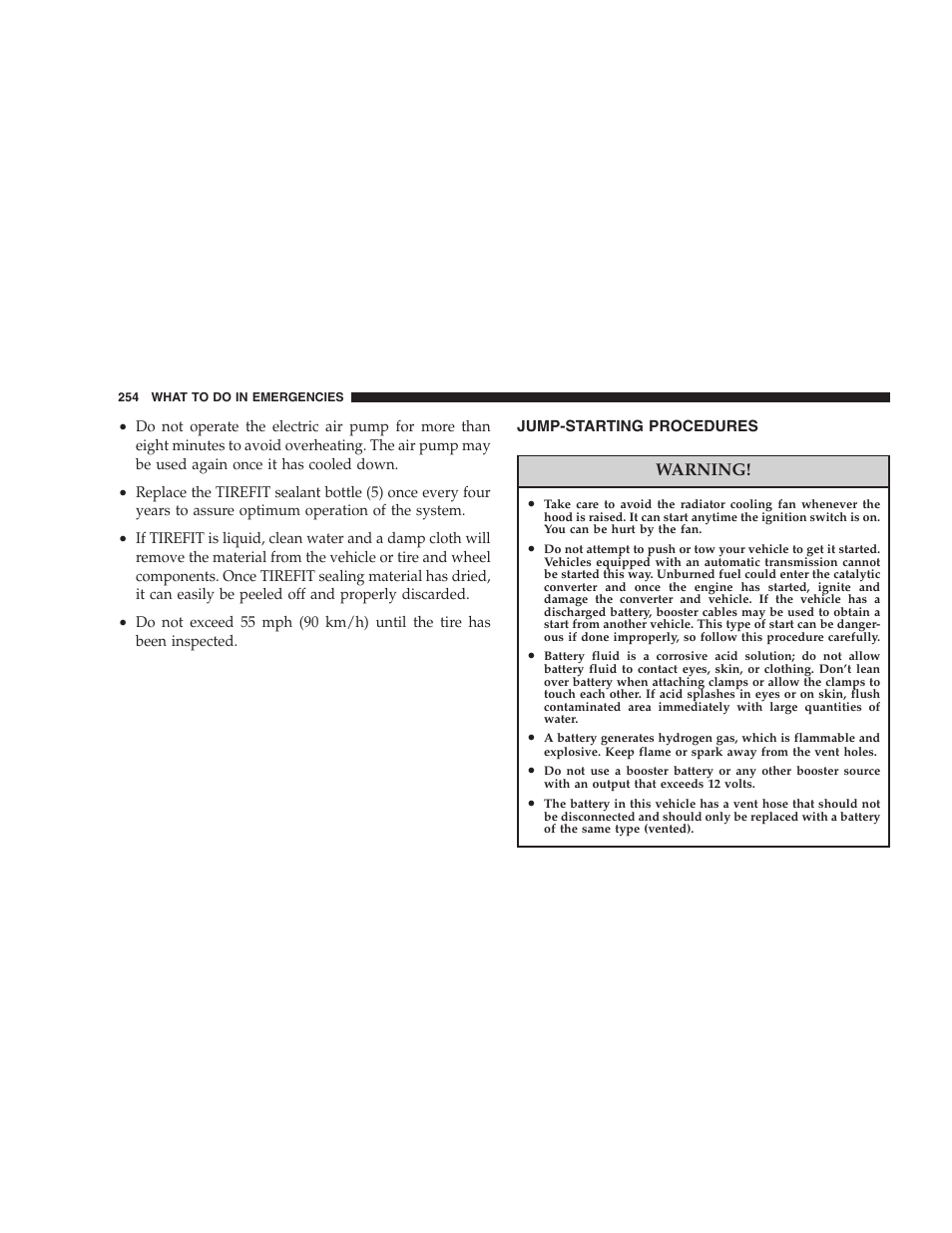 Jump-starting procedures | Dodge 2007 Charger SRT8 User Manual | Page 254 / 352