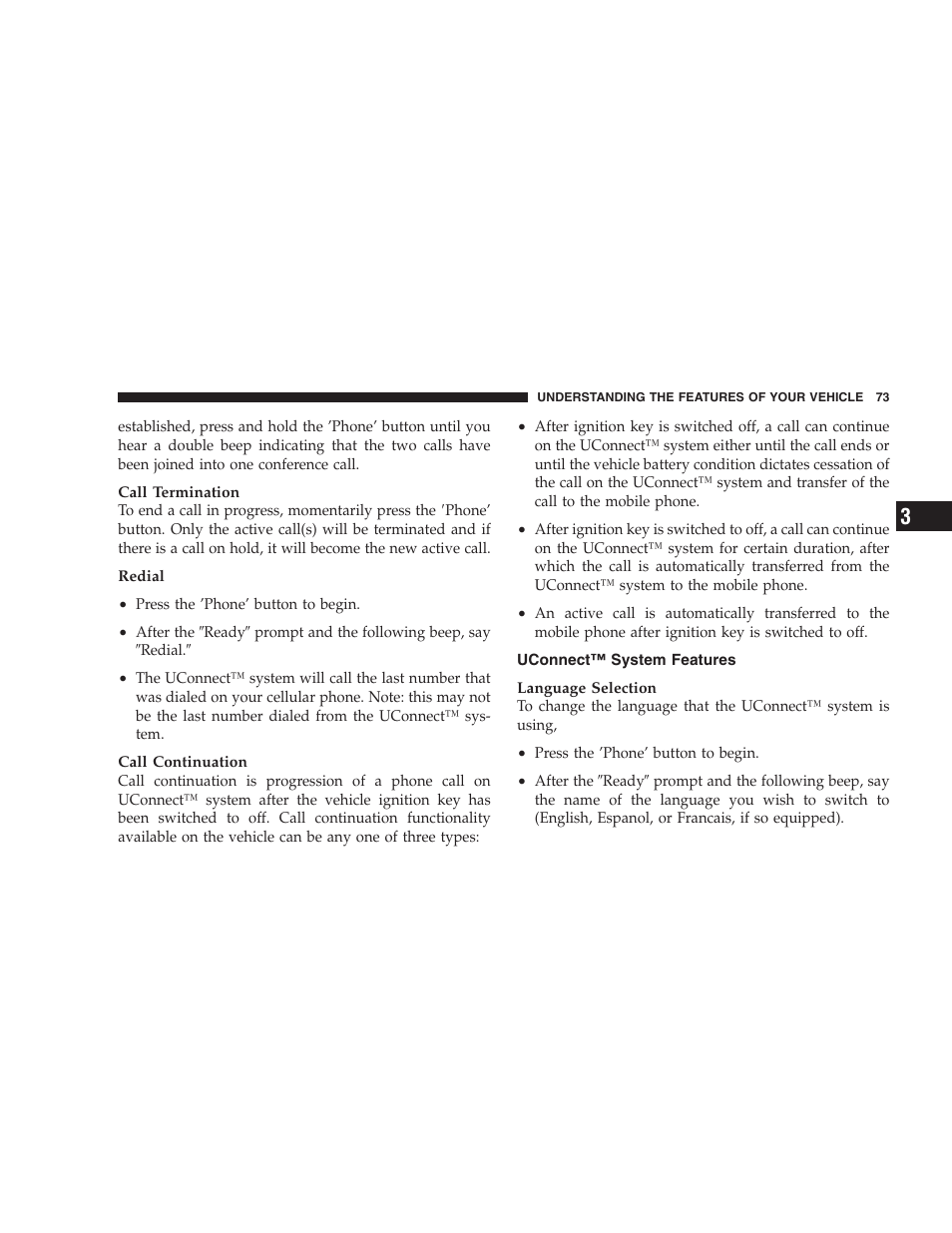 Uconnect™ system features | Dodge 2007 Charger SRT8 User Manual | Page 73 / 352