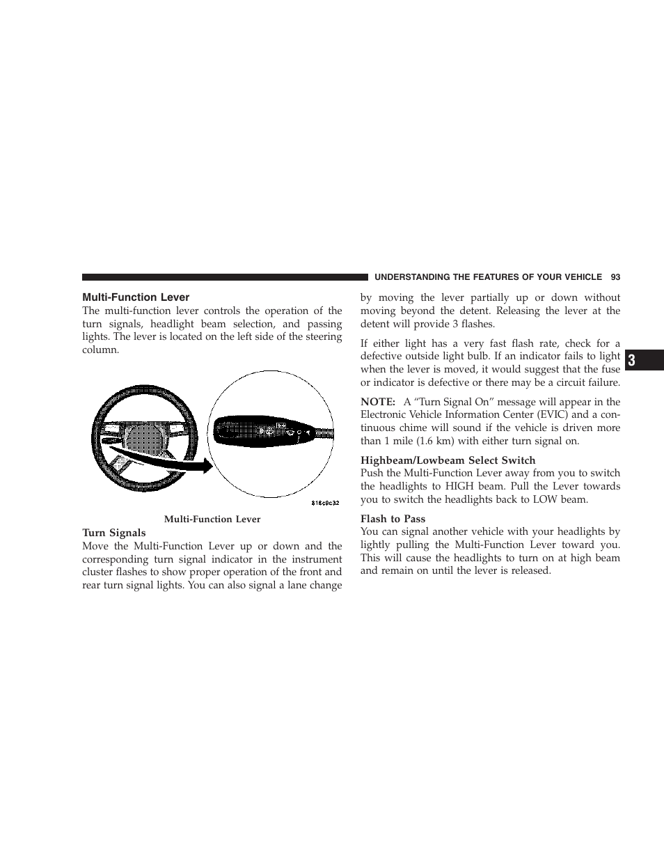 Multi-function lever | Dodge 2007 Charger SRT8 User Manual | Page 93 / 352