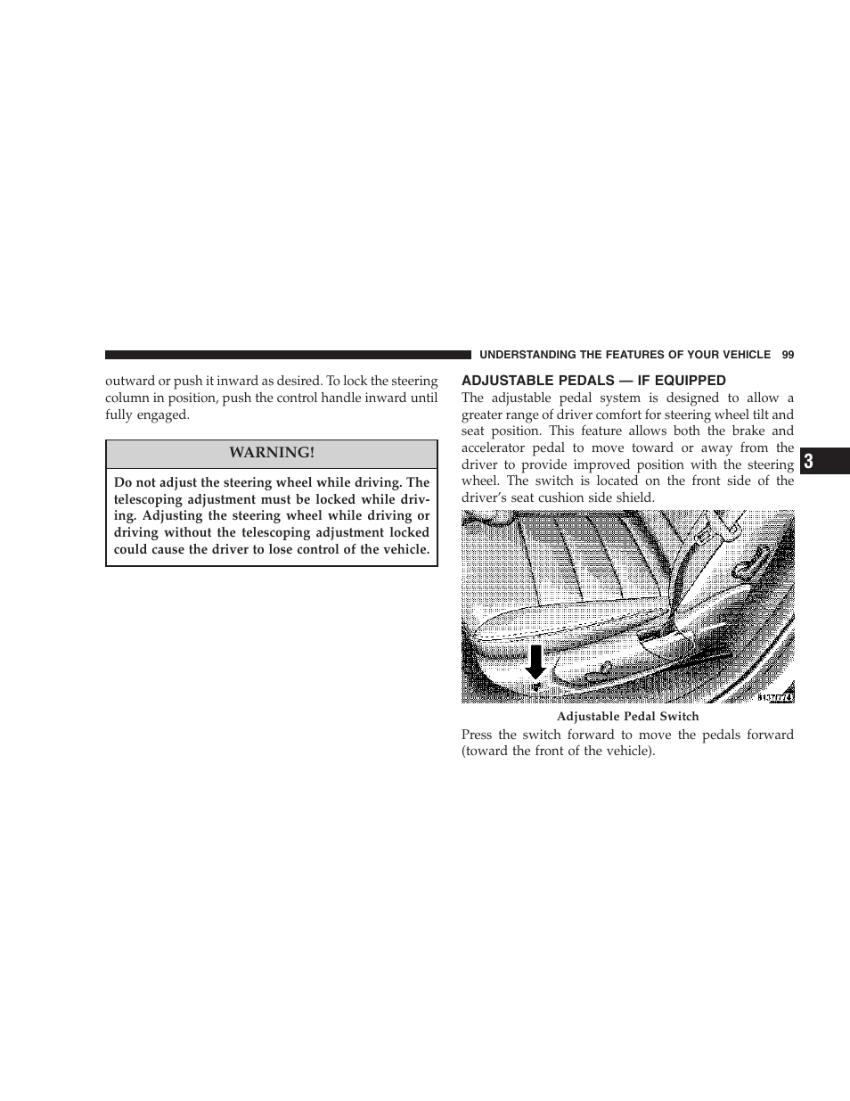 Adjustable pedals — if equipped | Dodge 2007 Charger SRT8 User Manual | Page 99 / 352