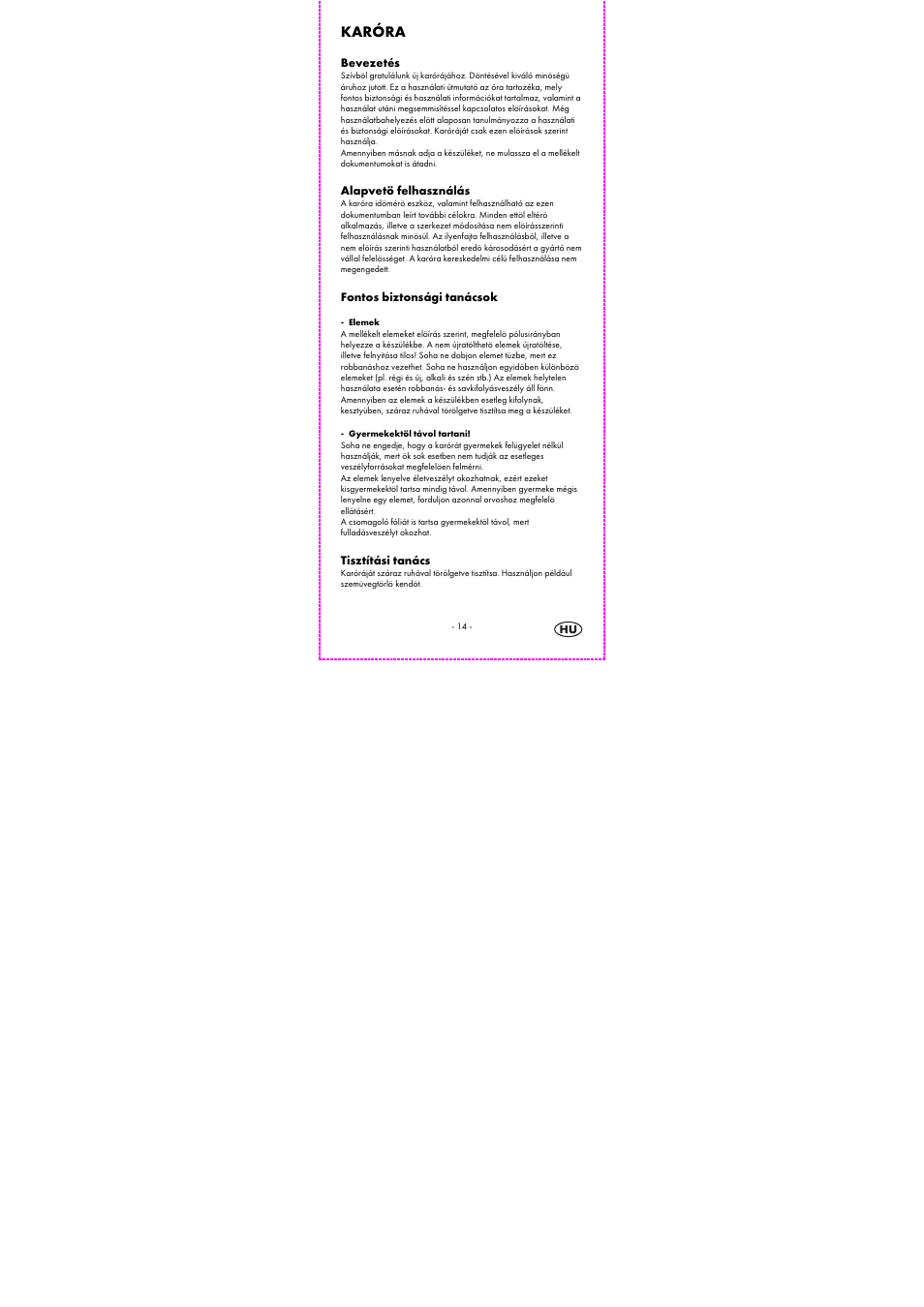 Karóra | Auriol 1-LD3794-1 User Manual | Page 16 / 47