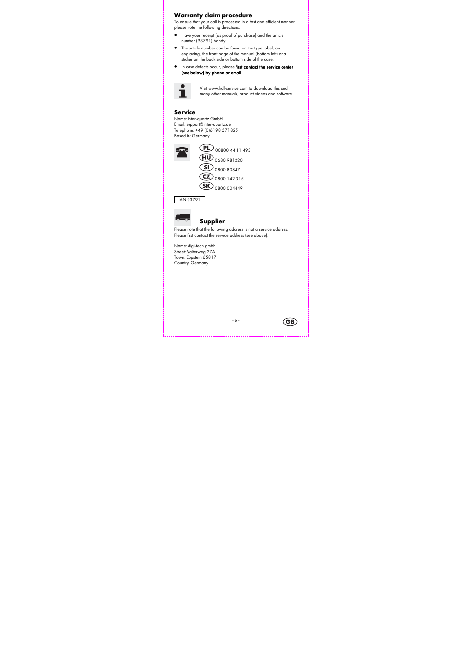 Auriol 1-LD3794-1 User Manual | Page 8 / 47