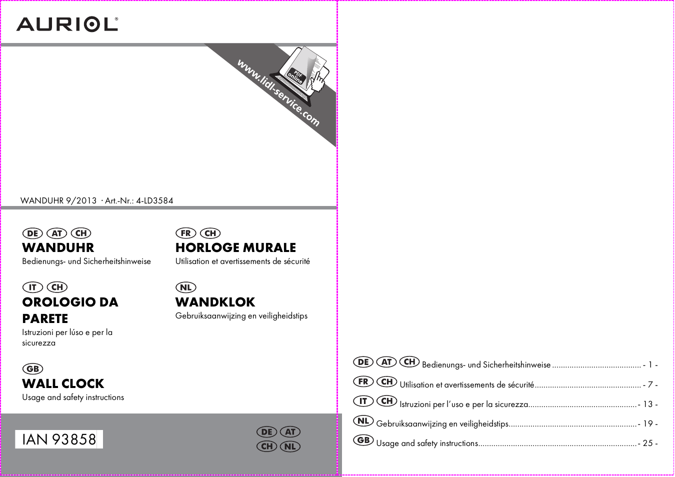 Auriol 4-LD3584 User Manual | 16 pages