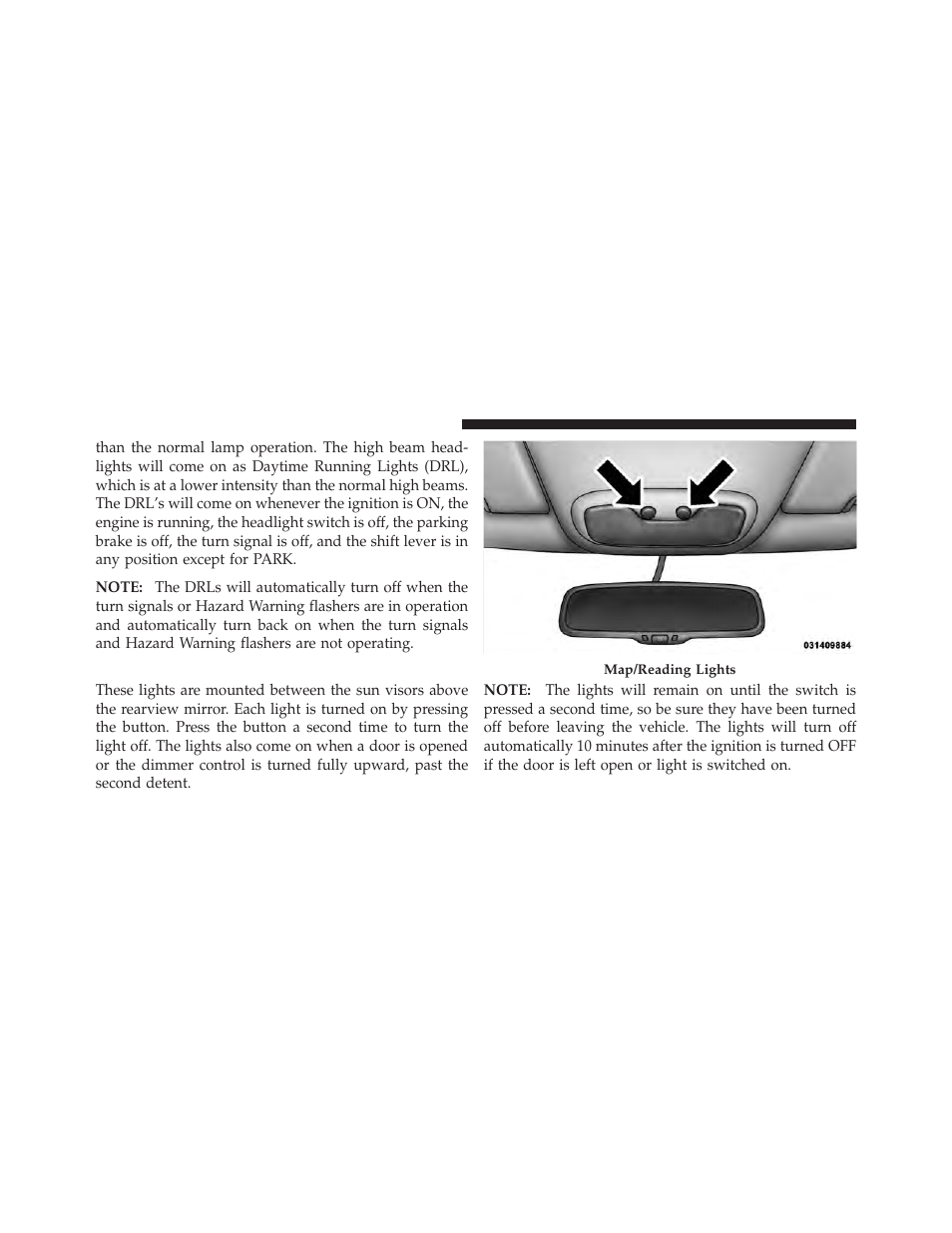 Map/reading lights | Dodge 2010 Caliber User Manual | Page 151 / 484