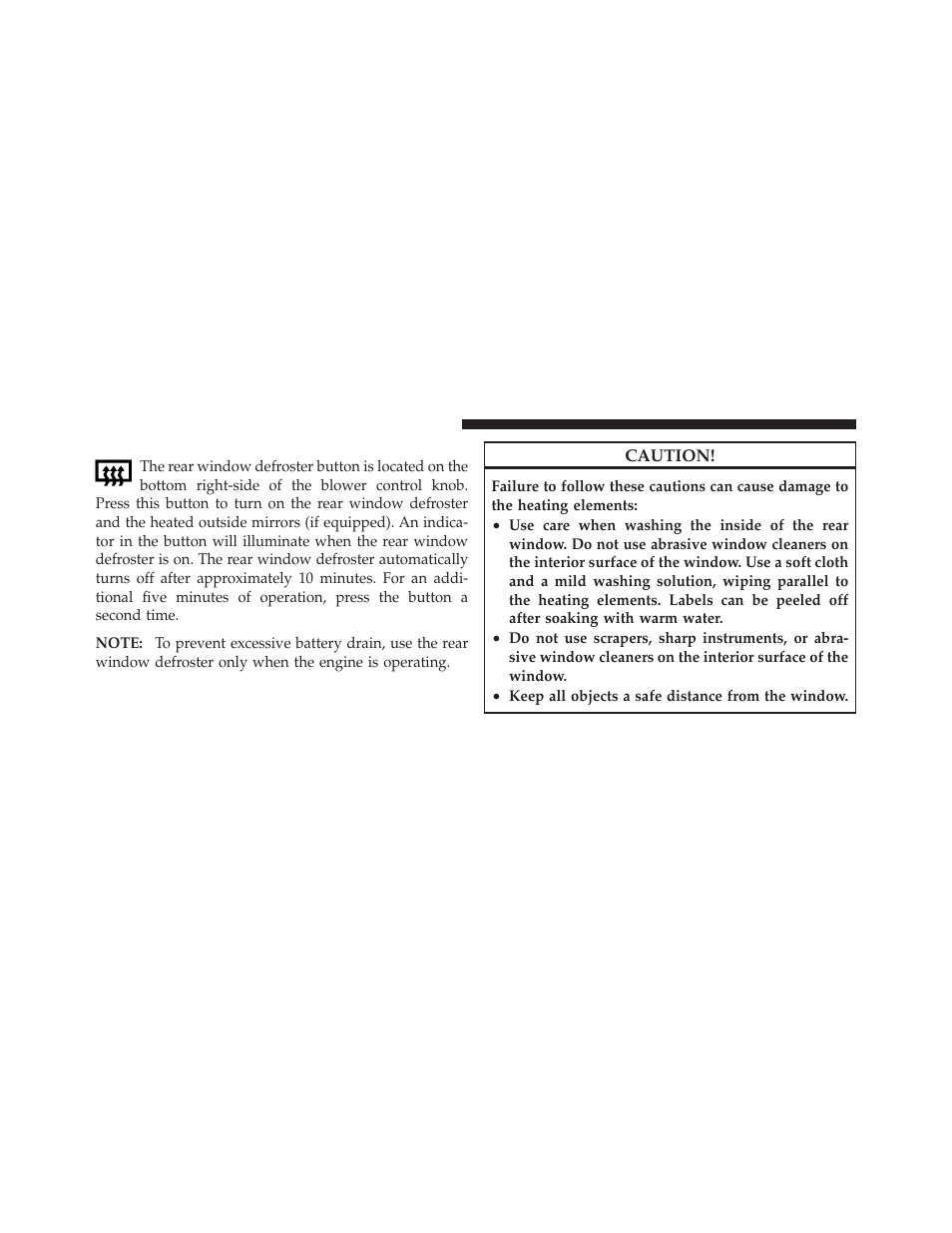 Rear window defroster | Dodge 2010 Caliber User Manual | Page 185 / 484