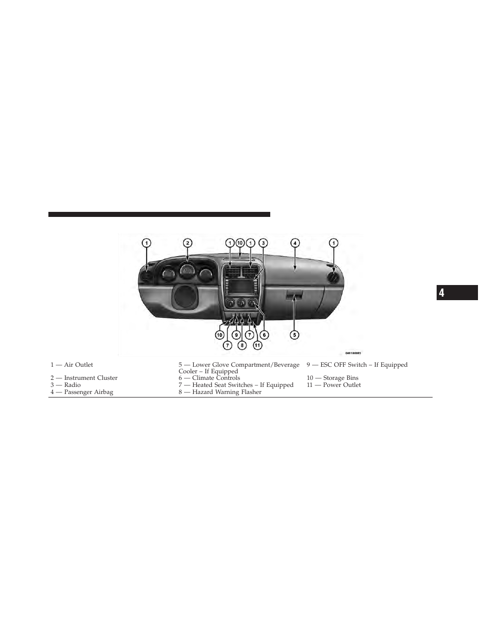 Instrument panel features | Dodge 2010 Caliber User Manual | Page 190 / 484