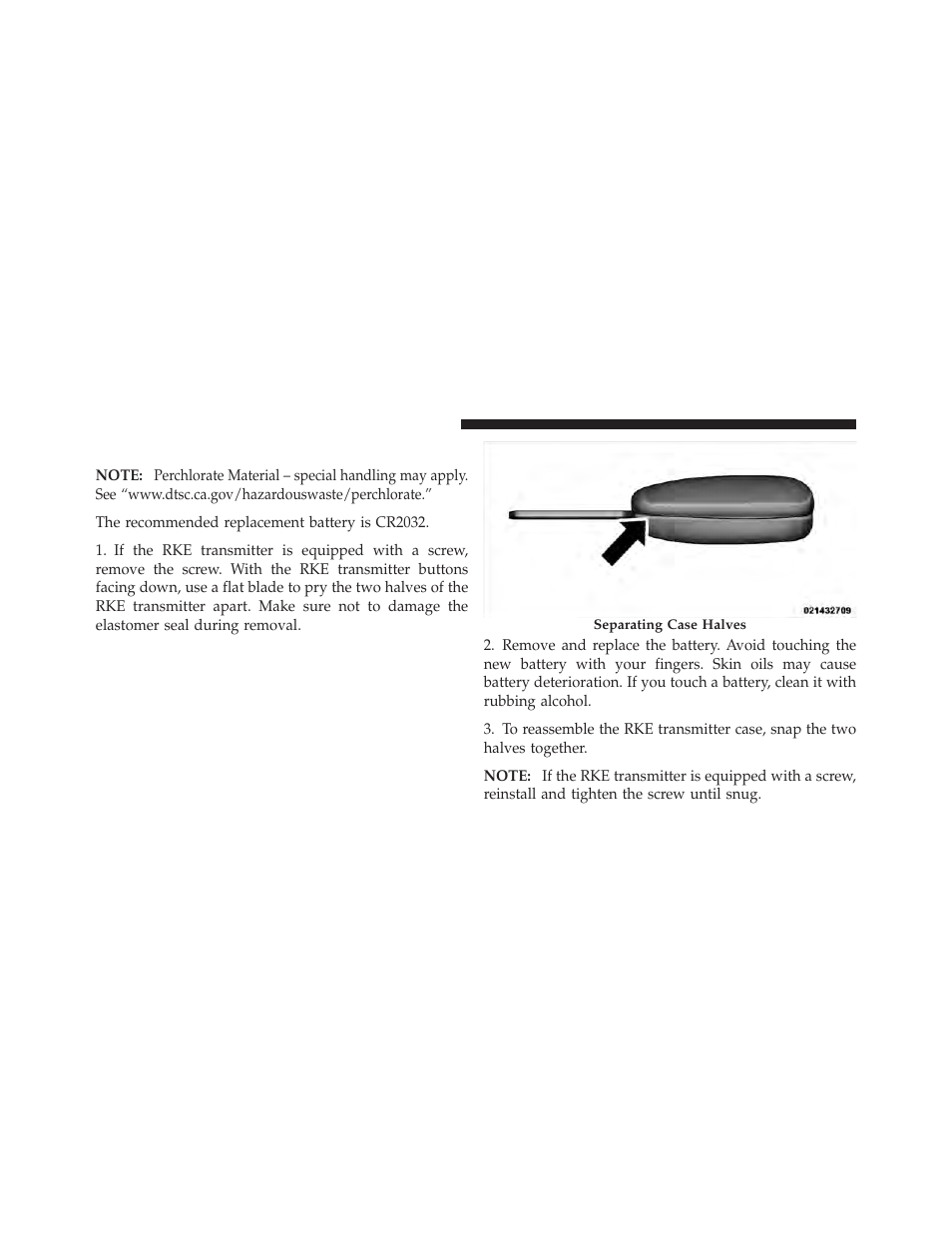 Transmitter battery replacement | Dodge 2010 Caliber User Manual | Page 25 / 484