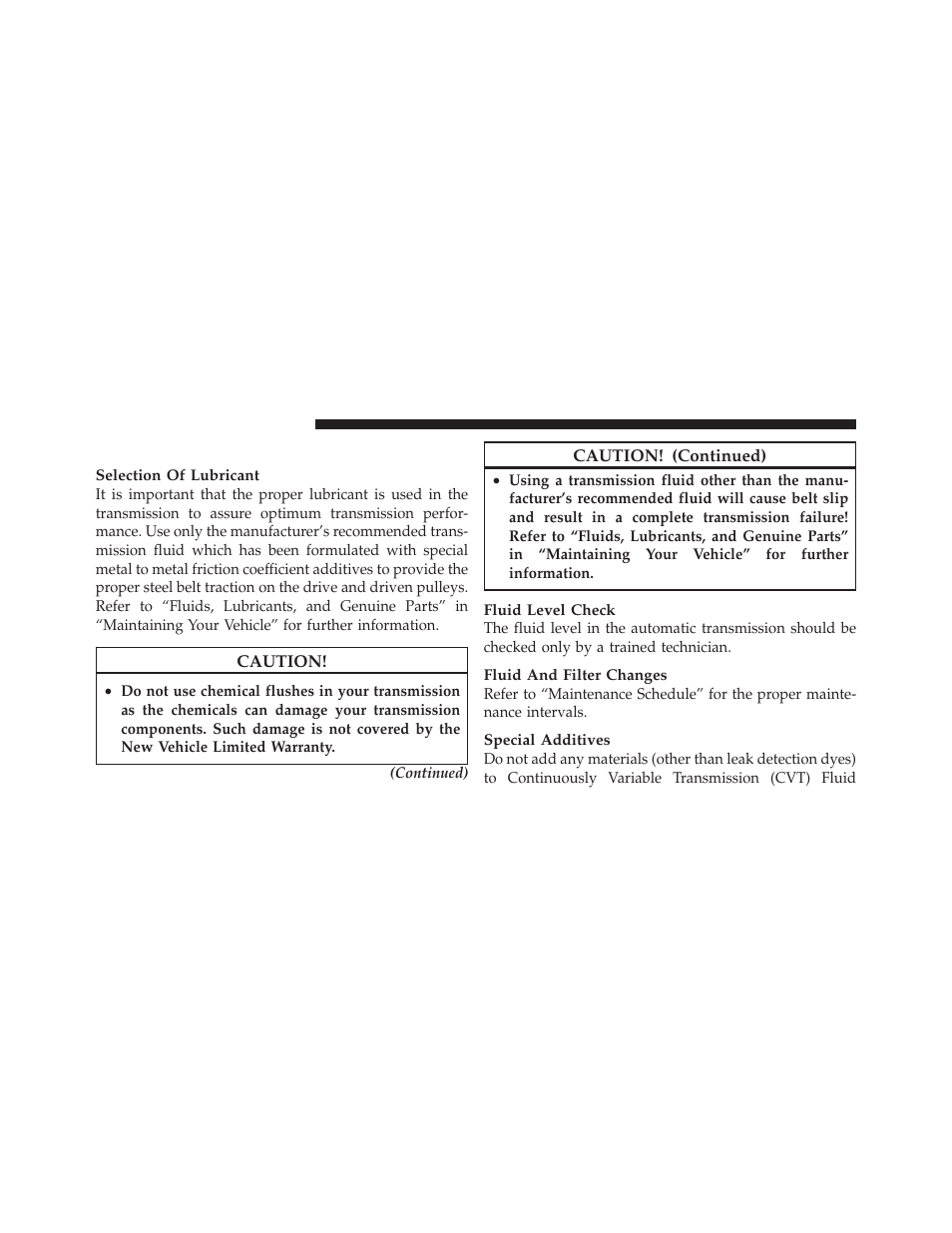 Automatic transmission (cvt) – if equipped, Automatic transmission (cvt), If equipped | Dodge 2010 Caliber User Manual | Page 417 / 484