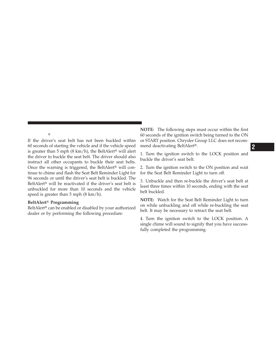 Enhanced seat belt use reminder system (beltalert), Enhanced seat belt use reminder system, Beltalert | Dodge 2010 Caliber User Manual | Page 56 / 484