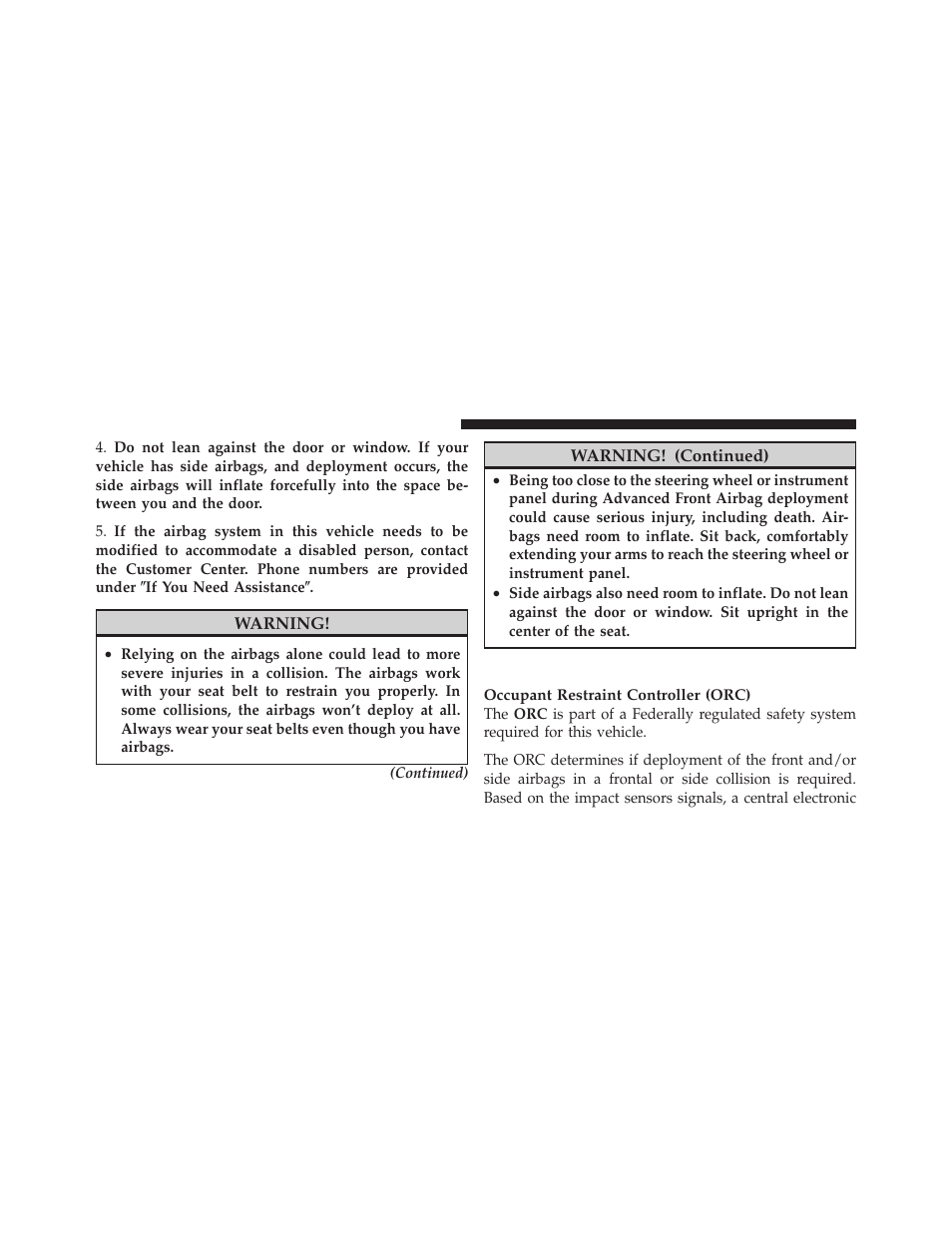 Airbag deployment sensors and controls | Dodge 2010 Caliber User Manual | Page 65 / 484