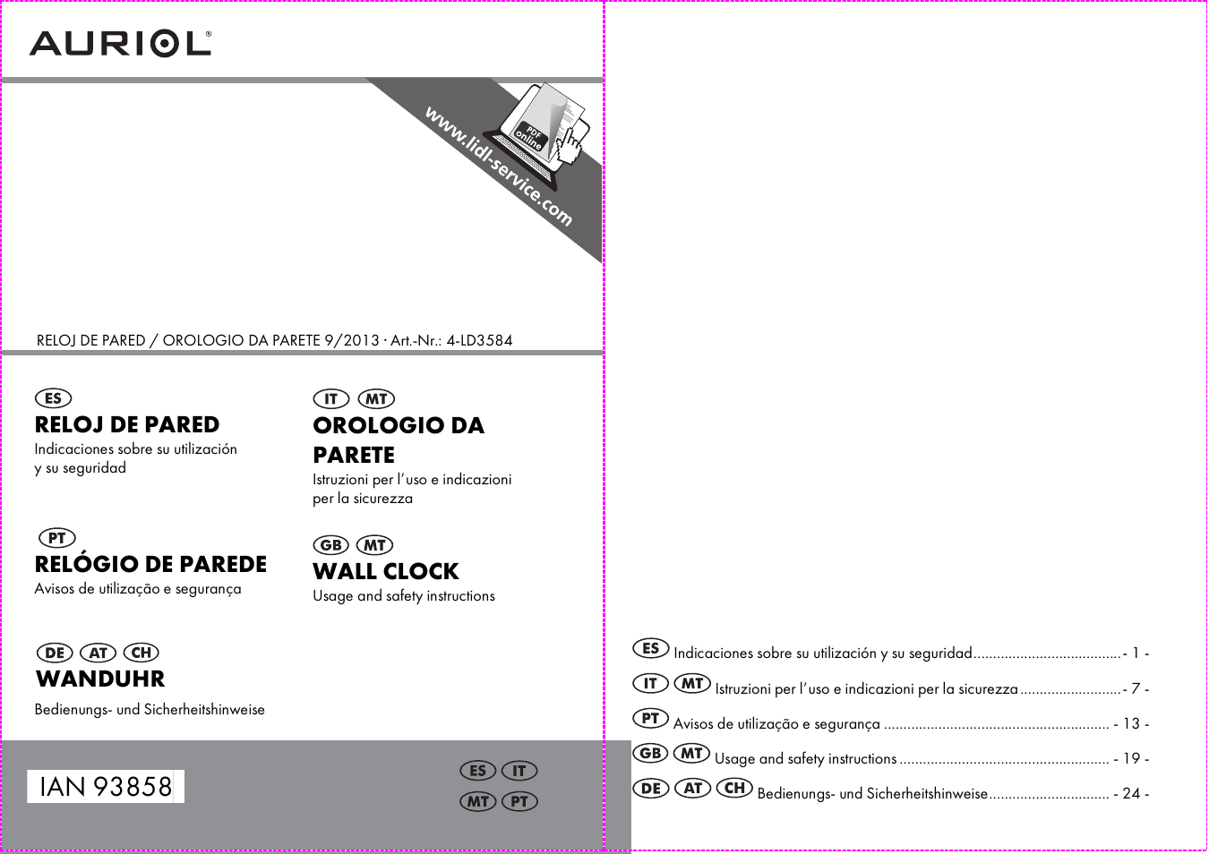 Auriol 4-LD3584 User Manual | 16 pages