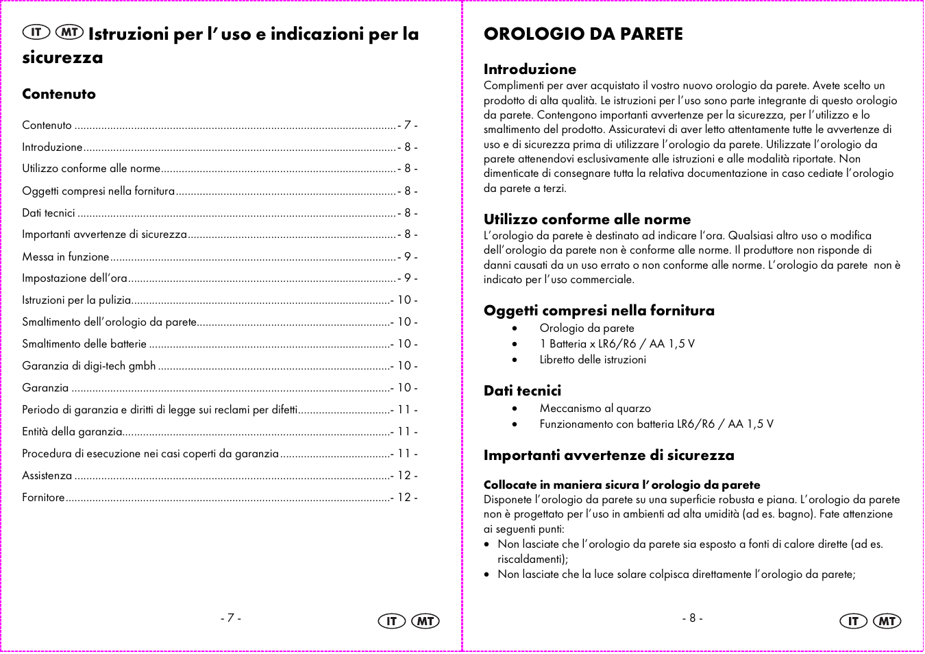 Orologio da parete | Auriol 4-LD3584 User Manual | Page 5 / 16