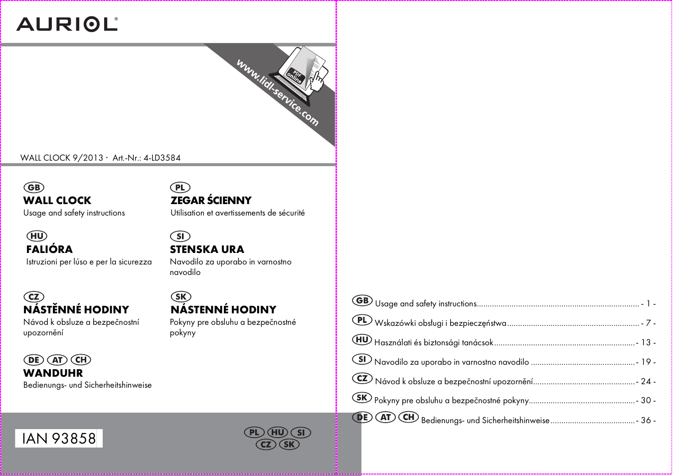 Auriol 4-LD3584 User Manual | 22 pages