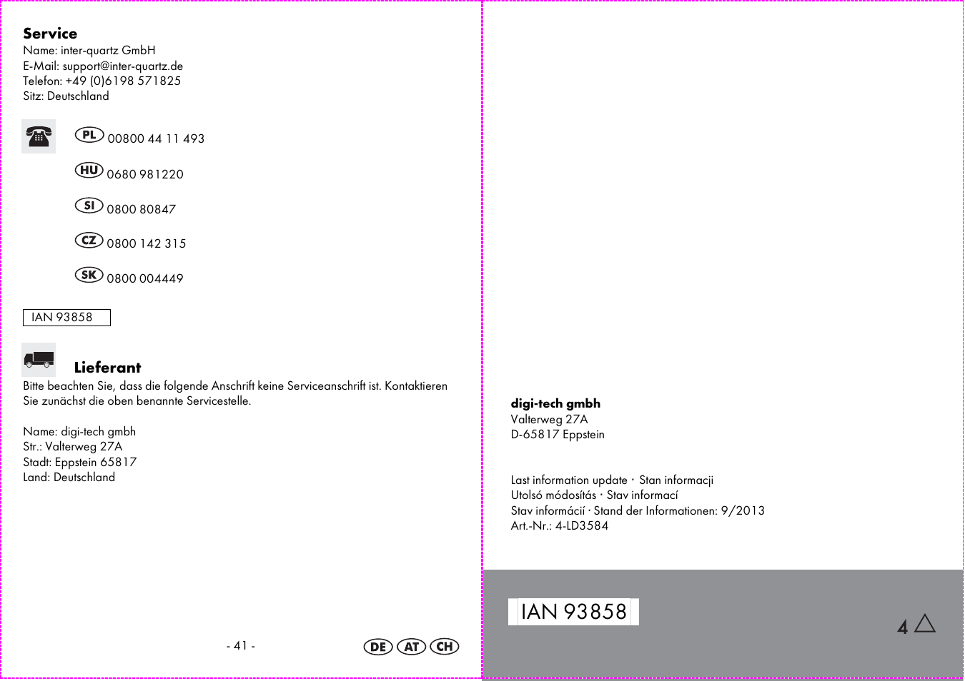 Auriol 4-LD3584 User Manual | Page 22 / 22