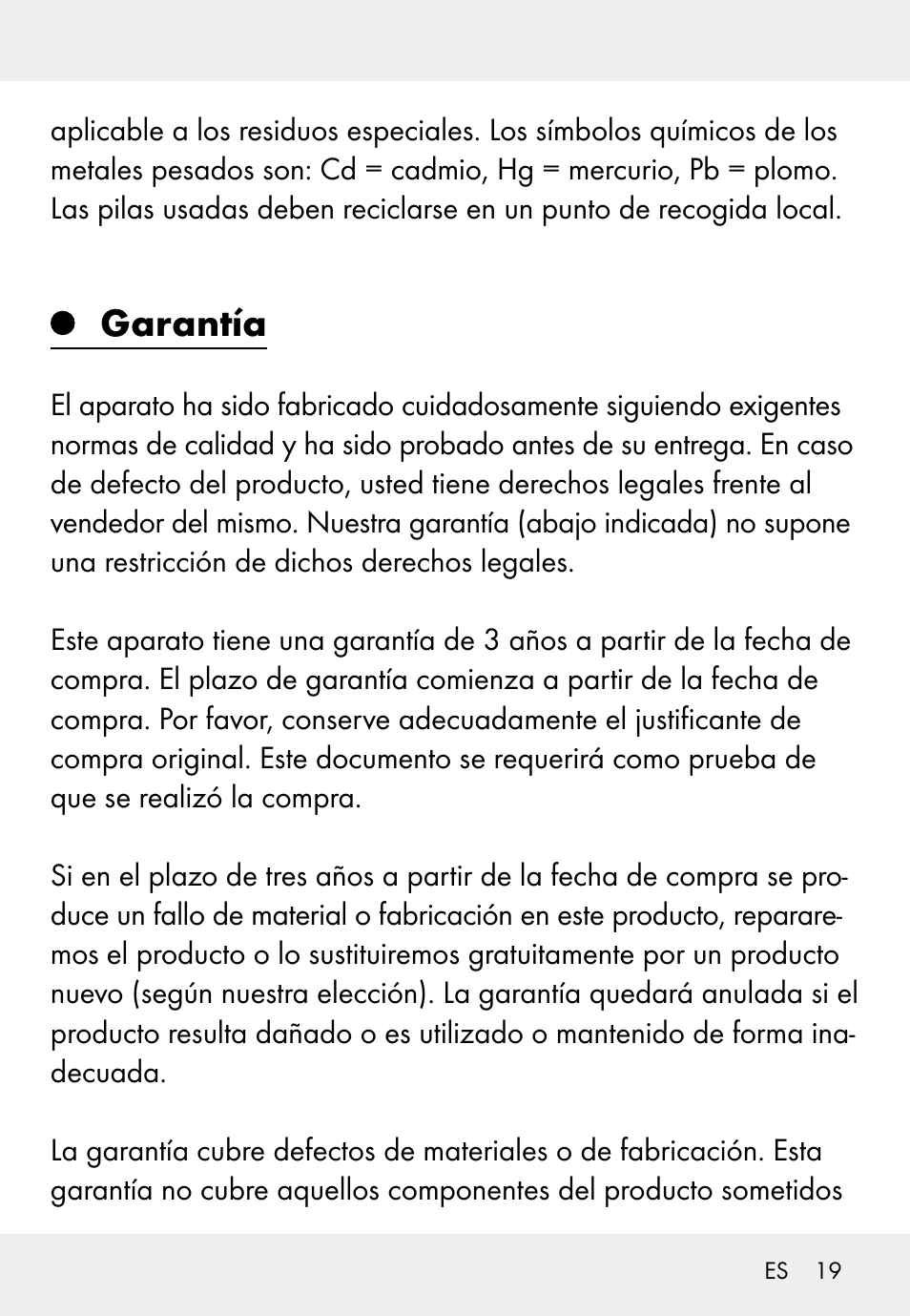 Garantía | Auriol Z31793 User Manual | Page 19 / 61