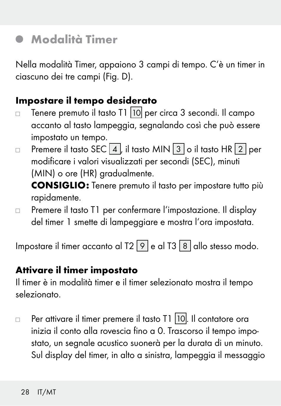 Modalità timer | Auriol Z31793 User Manual | Page 28 / 61