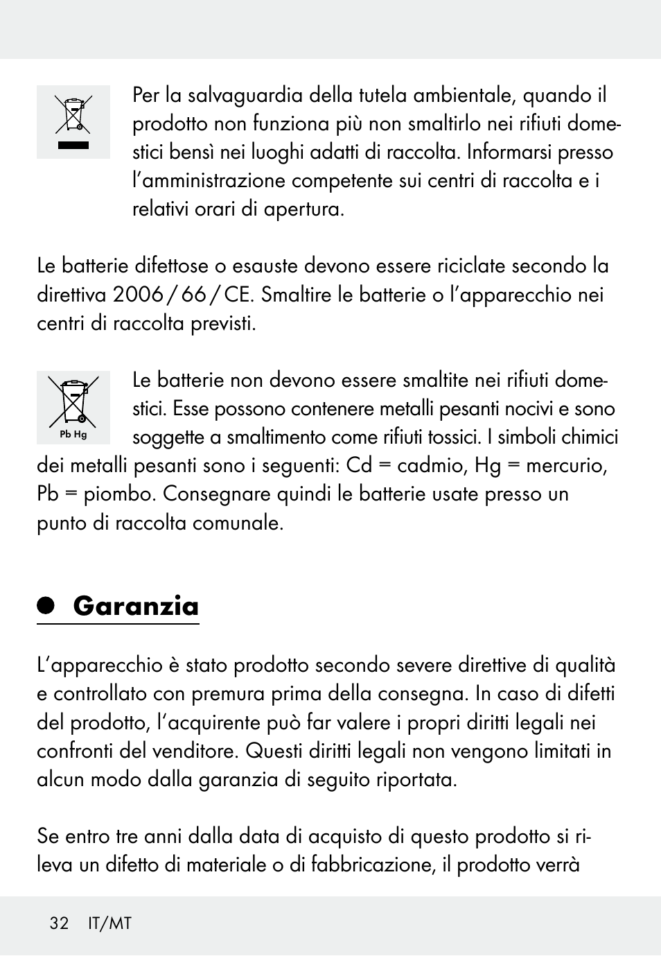 Garanzia | Auriol Z31793 User Manual | Page 32 / 61