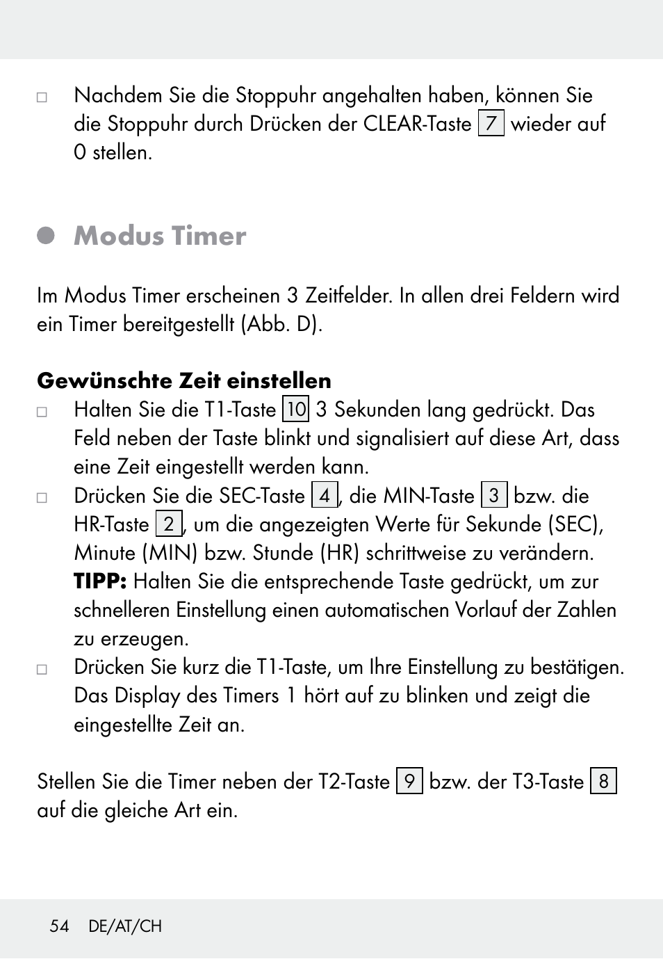 Modus timer | Auriol Z31793 User Manual | Page 54 / 61