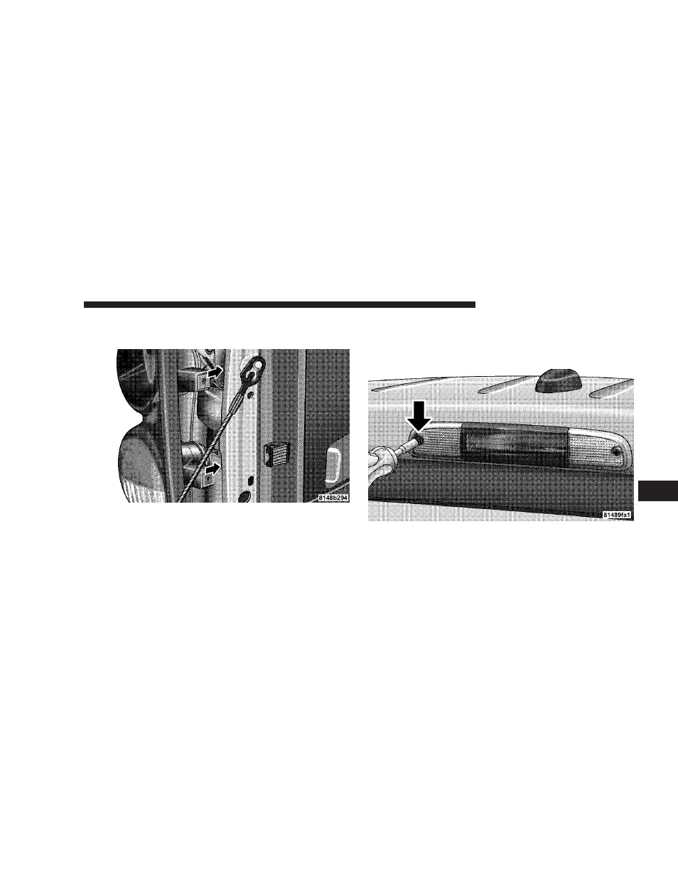 Center high-mounted stoplamp and cargo lamp, Center high-mounted stoplamp and, Cargo lamp | Dodge 2008 Dakota User Manual | Page 379 / 426