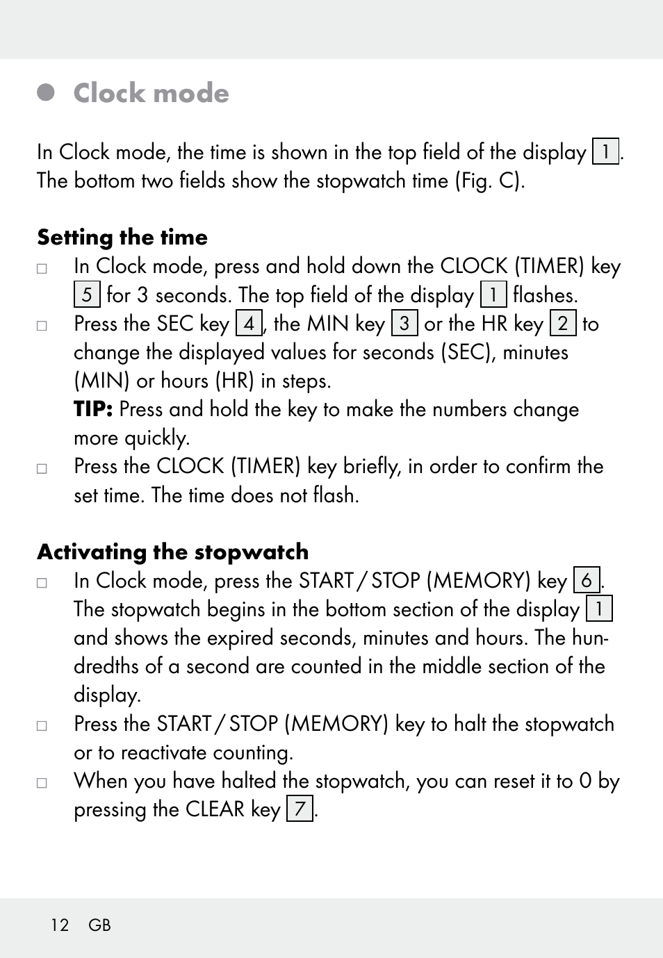 Clock mode | Auriol Z31793 User Manual | Page 12 / 74