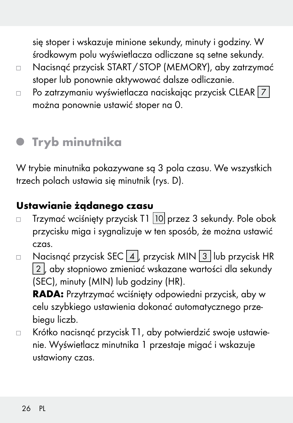 Tryb minutnika | Auriol Z31793 User Manual | Page 26 / 74