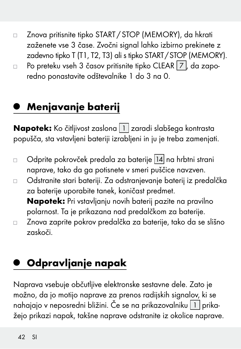 Menjavanje baterij, Odpravljanje napak | Auriol Z31793 User Manual | Page 42 / 74