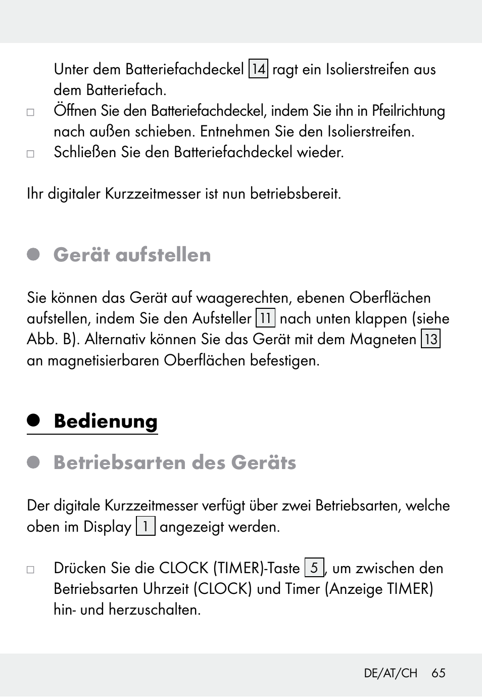 Gerät aufstellen, Bedienung betriebsarten des geräts | Auriol Z31793 User Manual | Page 65 / 74