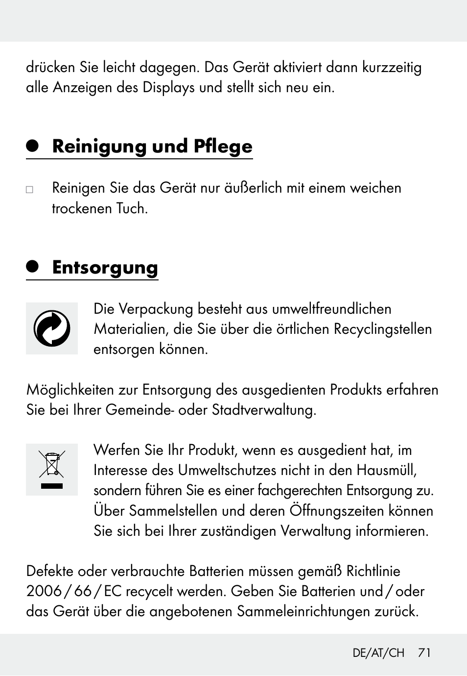 Reinigung und pflege, Entsorgung | Auriol Z31793 User Manual | Page 71 / 74