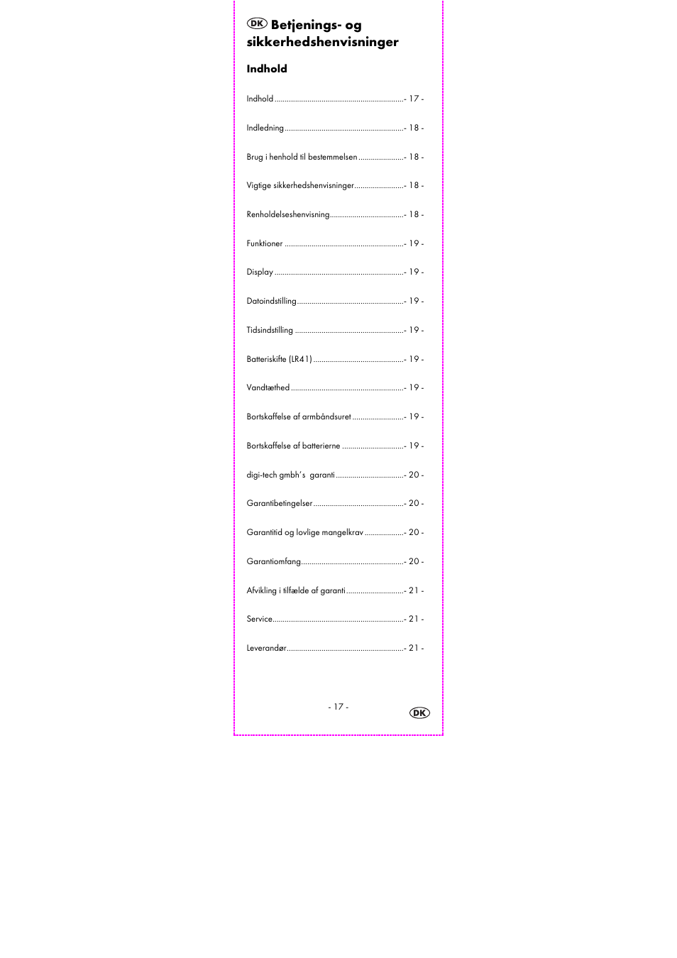 Betjenings- og sikkerhedshenvisninger | Auriol 2-LD3614-8 User Manual | Page 19 / 41
