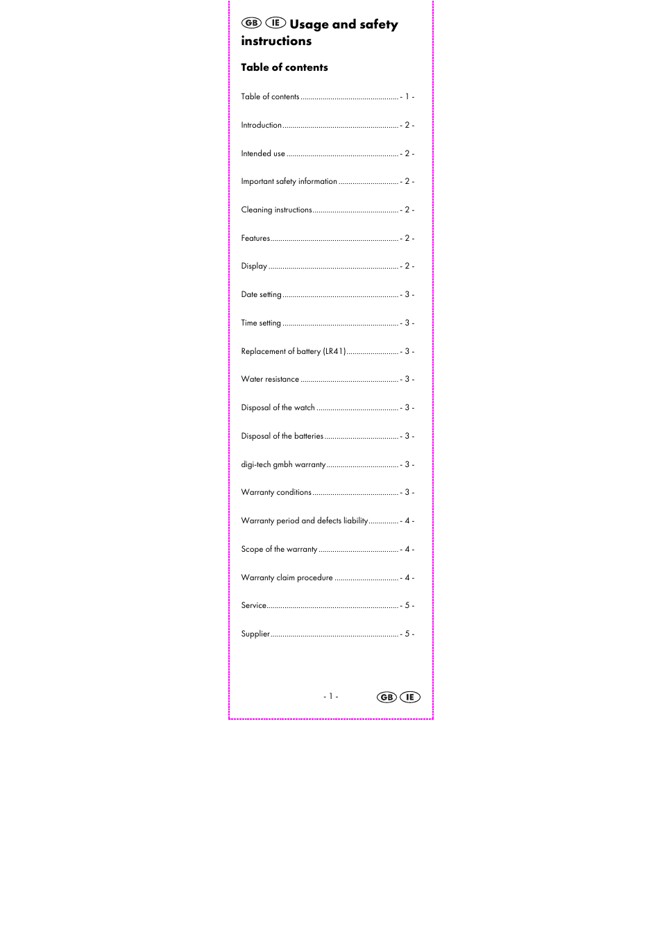 Usage and safety instructions | Auriol 2-LD3614-8 User Manual | Page 3 / 41